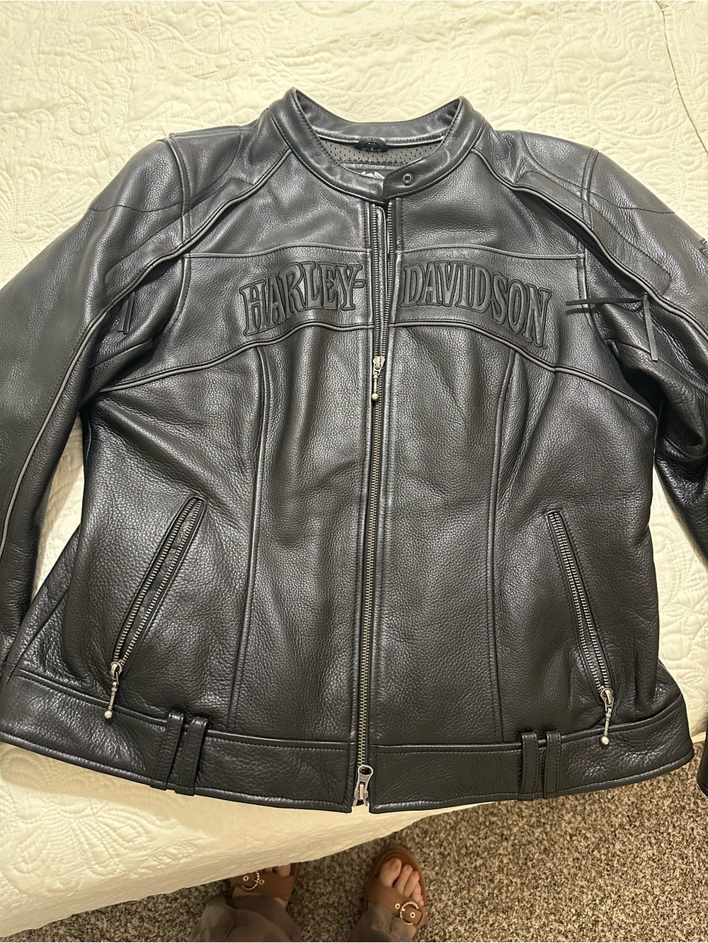 Harley-Davidson Women's Black Leather Zip Motorcycle Jacket